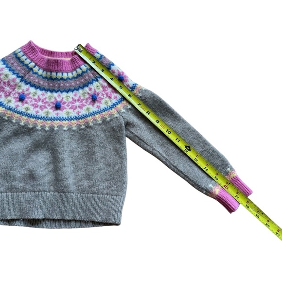 Boden Gray Pink Wool Blend Fair Isle Sweater Knit Christmas Girls 3-4 - Picture 2 of 9